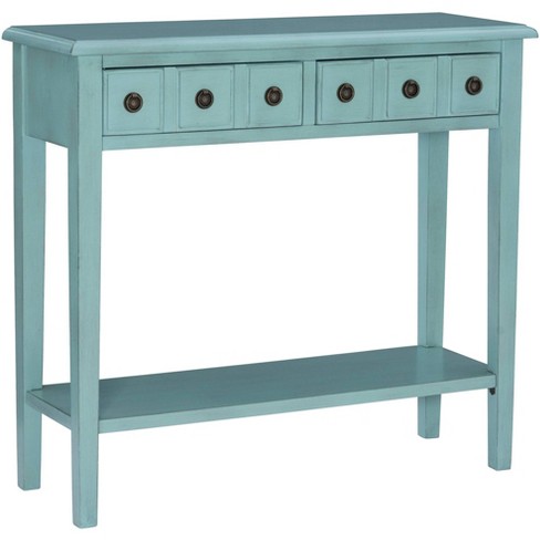 Powell Sadie 38 Wide Small Teal 2, Wide Console Table With Drawers