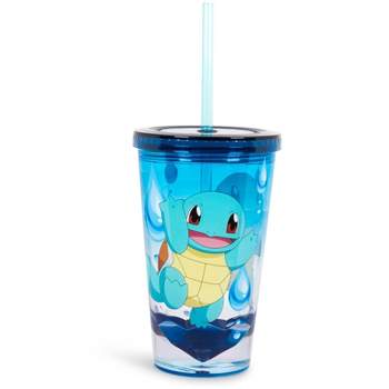 Just Funky Pokemon Squirtle 16oz Plastic Carnival Cup Tumbler with Lid and Reusable Straw