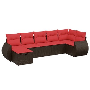 vidaXL 8 Piece Patio Sofa Set with Cushions Poly Rattan - 1 of 4