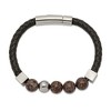 Chisel Stainless Steel Polished with Labradorite Beads Black LeatherBracelet 8.25" - 2 of 3