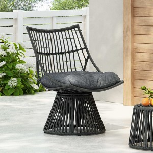 GDFStudio Apulia  Bohemian Outdoor Wicker Club Chair with Cushions - 1 of 4
