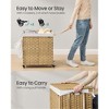 38.3 Gallon Dual-Section Rolling Laundry Hamper with Wheels, 2-Compartment Synthetic Rattan Basket with Removable Liner, 21.7x15.7x26 Inches, Natural - 4 of 4