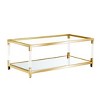 Dolonm Gold Glass Coffee Table - Modern Acrylic Leg, Mirror Bottom, Tempered Glass Top 47.2" for Living Room, Luxury Stainless Steel Frame - 2 of 4