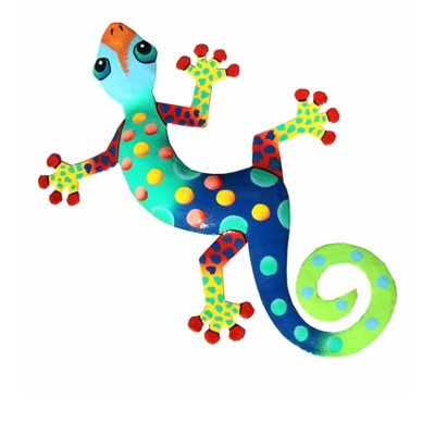 Global Crafts Colorful Gecko Haitian Steel Drum Wall Art, 13 Inch, Blue ...