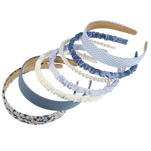Unique Bargains Women's All-Match Headband Blue and White 7 Pcs - 1 of 4