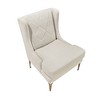 Chenille Fabric Upholstery Plywood Metal Wingback Modern Luxury Accent Chair with Diamond-Stitched Back, Reversible Seat and Gold Finish Legs - 4 of 4