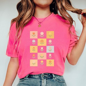 Simply Sage Market Checkered Floral Chart Garment Dyed Tee - 1 of 4