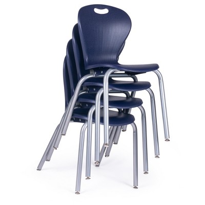 School Student Stack Chair - Ergonomic Molded Seat Shell with Robust Riveted Frame - for Classrooms in Home Learning of Office - Pack of 4 Chairs