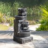 Teamson Home 33" Metal and Polyresin 4-Tier Cascading Fountain with Bowls and Stacked Stones Dark Gray - 2 of 4