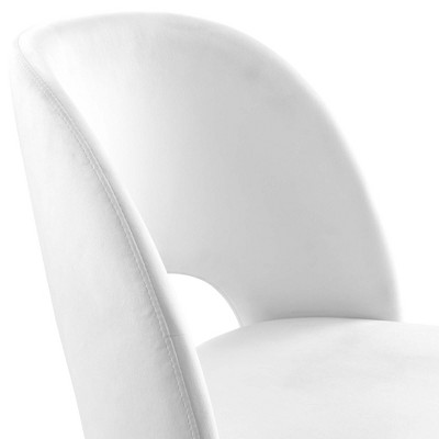 White Velvet Upholstered Side Chair with Metal Legs