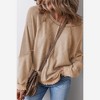 Amaryllis Women’s Long Sleeve Textured Waffle Knit Patchwork Pullover Contrast Washed Casual Fit Raw Hem - 3 of 4