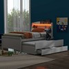PAGED Full Size Platform Bed Modern Wooden Bed Frame with Twin Size Trundle and Pull Out 4-Layer Shelves for Bedroom - 2 of 4