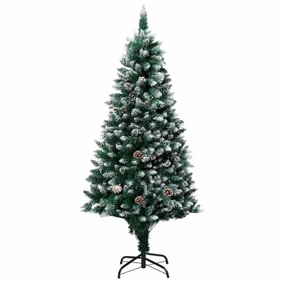 vidaXL Christmas Tree Green and white PVC, Steel, Plastic Large