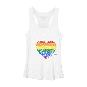 Adult Design By Humans Rainbow Colored String Pride Heart By corndesign Racerback Tank Top - 1 of 2