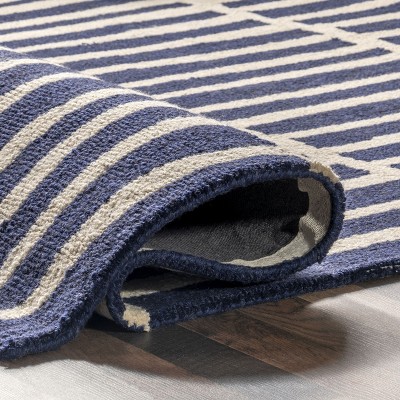 Lemuel Navy Geometric Hand-Tufted Wool Rug, 5' x 8'