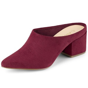Allegra K Women's Pointed Toe Slip on Block Heel Slide Mules - 1 of 4
