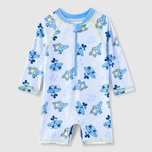 Baby Boys' Disney Mickey Mouse One Piece Rash Guard - Blue - 1 of 3