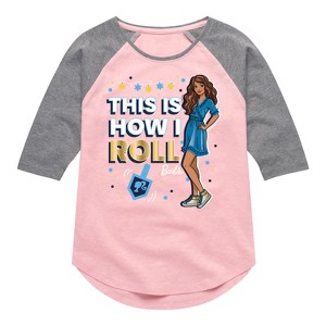 Girls' - Barbie - This is How I Roll Holiday Shirt Tail Raglan Graphic T-shirt - 1 of 4