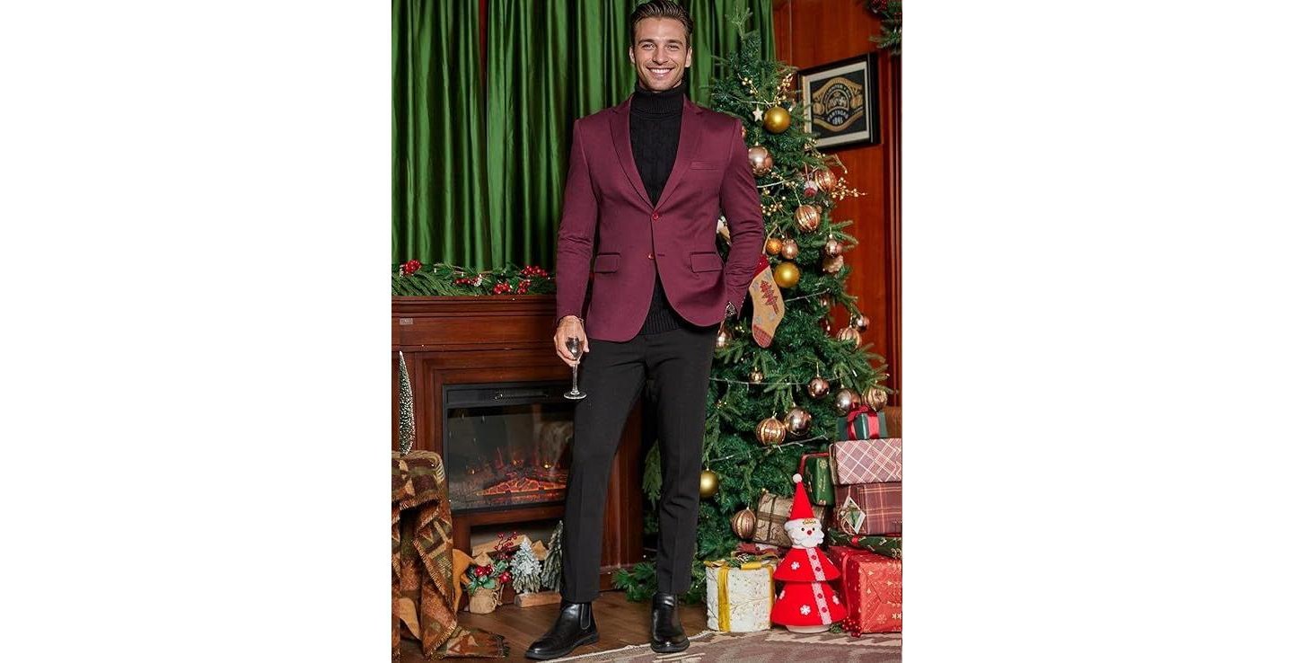 Мужской пиджак COOFANDY V-Neck Slim Fit Blazer with Button Pockets Navy Blue, цвет: Тёмно-синий — фото 4