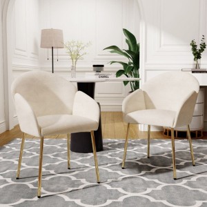 Beige Dining Chairs with Handrails - 2-Pack for Enhanced Comfort and Style - 1 of 3