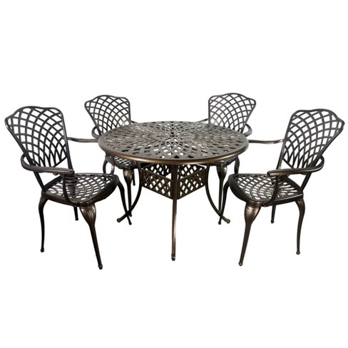 Kinger Home Arden 5-Piece Outdoor Dining Table Set with a Cast Aluminum Frame, Bronze - image 1 of 4