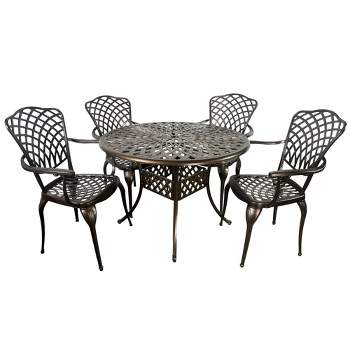 Kinger Home Arden 5-Piece Outdoor Dining Table Set with a Cast Aluminum Frame, Bronze