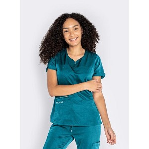 Moxie Scrubs Ashley Top – Soft Split Neck Women's Scrub Top with 4-Way Stretch, Quick Dry Fabric, Zipper Pocket, Plus Sizes XXS–5X - 1 of 4