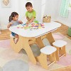 KidKraft Arches Expandable Kids' Table with Bench Set: Rectangle Table, Natural Wood and White - 2 of 4