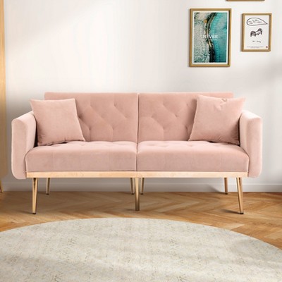 MOONMISS Polyester Sofa Set Loveseat Sofa with Metal Feet , 65"Convertible Futon loveseat