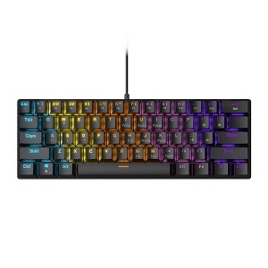 Mechanical keyboard, color matching RGB lighting effect hot-swappable wired keyboard red axis silent computer game (Black) - 1 of 1