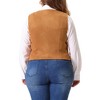 Agnes Orinda Women's Plus Size Fully Lined 4 Button V-Neck Business Faux Suede Fashion Vests - 4 of 4