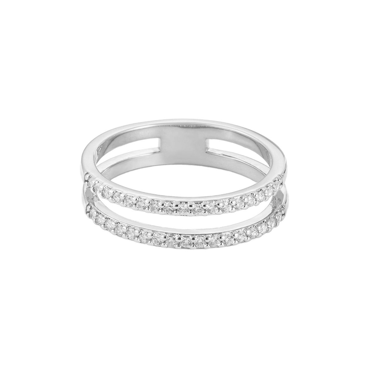 Adornia Silver Plated CZ Double Band Ring