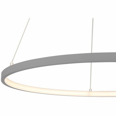 Matte Black Contemporary Circular LED Pendant Light, 31.5"