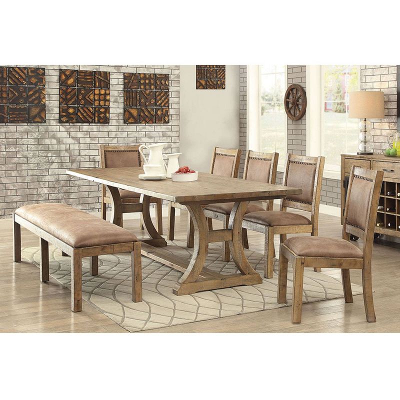 6pc Tomasina Solid Pine Wood Dining Set Light Oak - HOMES: Inside + Out, 3 of 11