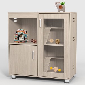 TIRAMISUBEST 31.5 inch 4-Tier Hamster Cage Wood Storage Cabinet Openable Top Acrylic Windows Small Animal Habitat for Hamster Rat Chinchilla - 1 of 4