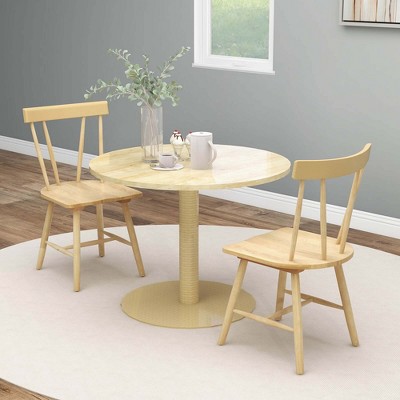 Natural Rubber Wood High Back Windsor Side Chairs