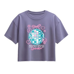 Girls' - Instant Message - Show Your Sparkle Short Sleeve Boxy Graphic T-Shirt - 1 of 3