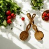 Slickblue 8-Inch Hand-Carved Wooden Salad Serving Set - Rustic Olive Wood with Braided Handle, 2-Piece - 2 of 3