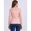 Allegra K Women's Lace Square Neck Long Sleeve Stertch Elegant Casual Peplum Blouse - 3 of 4