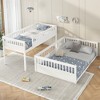 Twin XL/Full XL/Queen Over Queen Bunk Bed with Ladder and Guardrails, Convertible into Two Separate Beds, White/Natural - ModernLuxe - 3 of 4