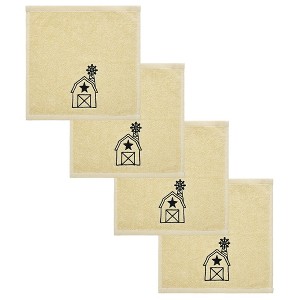 Barn and Windmill Creme Washcloth Set of 4 12x12 VHC Brands - 1 of 3