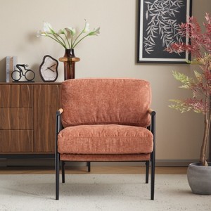 KTMBDW Accent Chair with Comfy Cushions, Mid-Century Modern Armchair with Metal Frame and Wooden Armrest for Living Room, Bedroom - 1 of 4