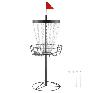 VEVOR Disc Golf Basket, 24-Chains Portable Disc Golf Target Hole, Heavy Duty Steel Practice Disc Golf Target, Disc Golf Basket Stand, Black - 1 of 4