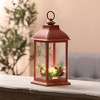 LuxenHome Lighted Berry and Pinecone Rustic Red Lantern Holiday Decoration, Tabletop and Centerpiece, Battery-Operated - 2 of 4