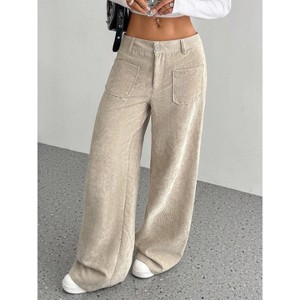 Women's Corduroy Drapey Pants – Fall Winter High Waist Loose Straight ...