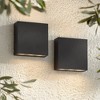 Possini Euro Design Modern Outdoor Wall Lights Set of 2 Black Metal LED Downlight 5 1/2" Tempered Glass Exterior House Porch Patio - 2 of 4