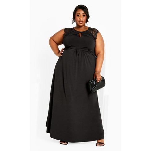 Women's Plus Size Elegant Maxi Black Dress