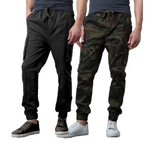 Galaxy By Harvic Men's Slim Fit Cotton Stretch Twill Cargo Joggers-2 Pack - 1 of 4
