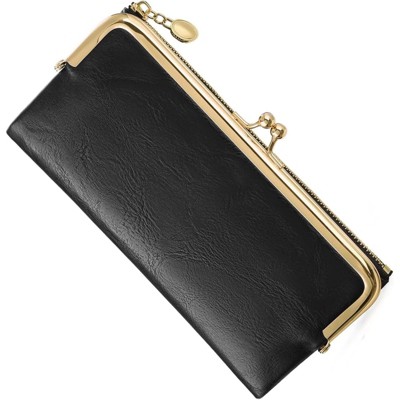 BEAFUP Vintage Women’s Bifold Wallet Clutch with Kiss-Lock & Zip Coin Pocket - Slim PU Leather Purse for Daily Use