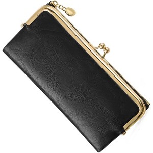FATMOON Vintage Women’s Bifold Wallet Clutch with Kiss-Lock & Zip Coin Pocket - Slim PU Leather Purse for Daily Use - 1 of 4